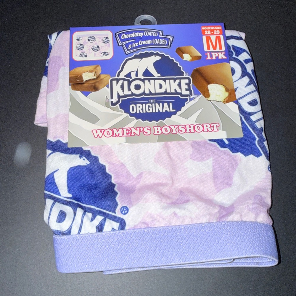 Klondike Bar Boyshort Underwear Women M 28-29 New Lavender Camo Logo Print